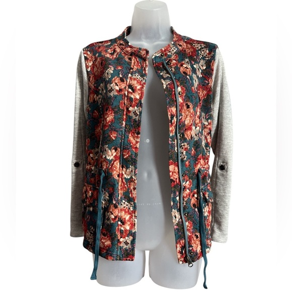 Anthropologie Saturday Sunday Women's Delwyn Floral French Terry Jacket Size M - Picture 3 of 11